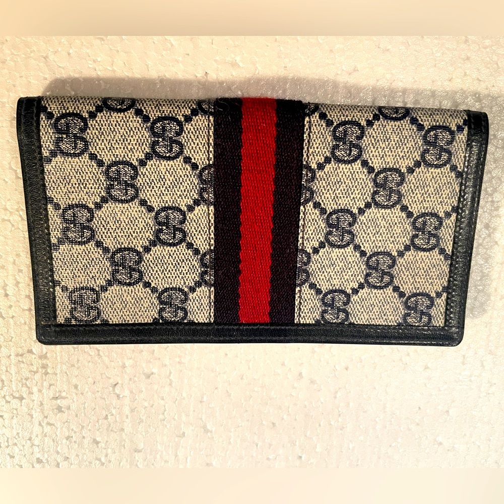 Vintage 1980s Gucci checkbook cover credit card holder - UNUSED WITH BOX!